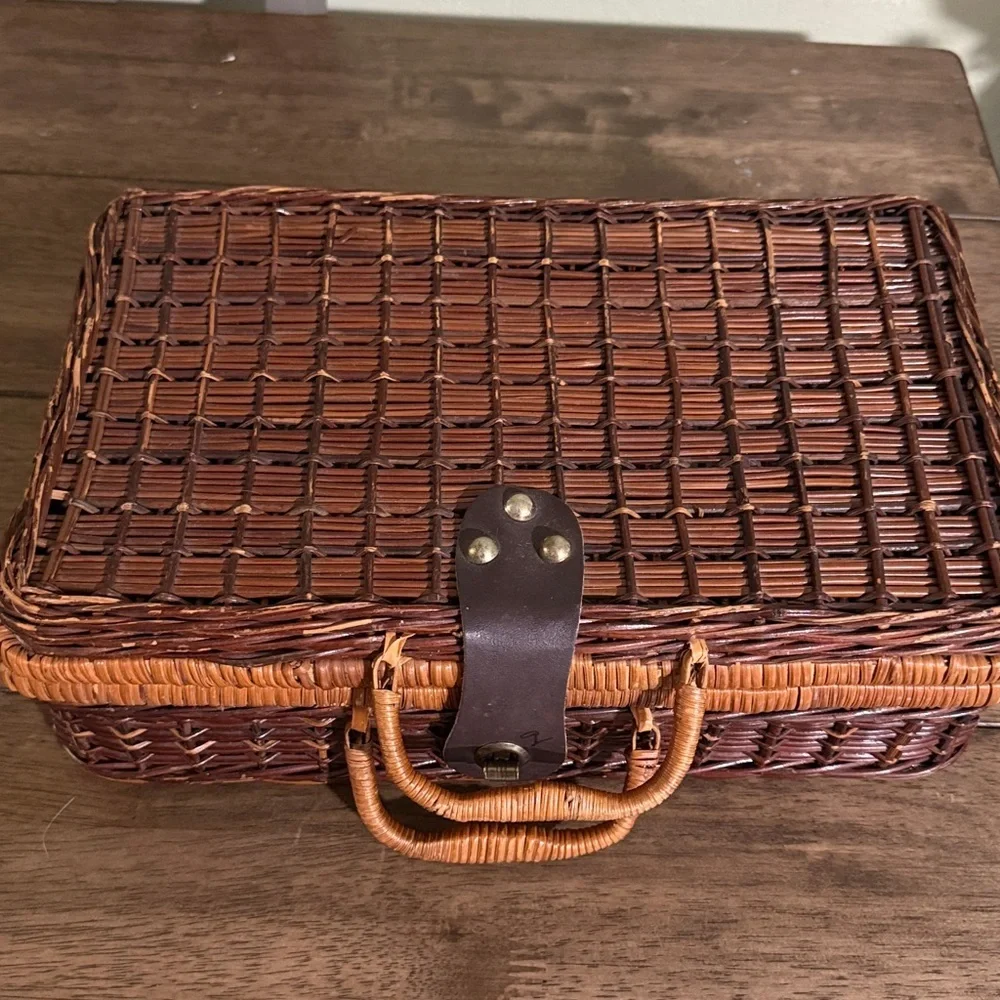 Picnic portable treasure display case storage brown medium